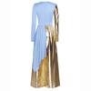 S-3XL Versatile Praise Dance Wear: Eye-Catching Metallic Patchwork Jumpsuit Featuring an Artistic Irregular Drape Design