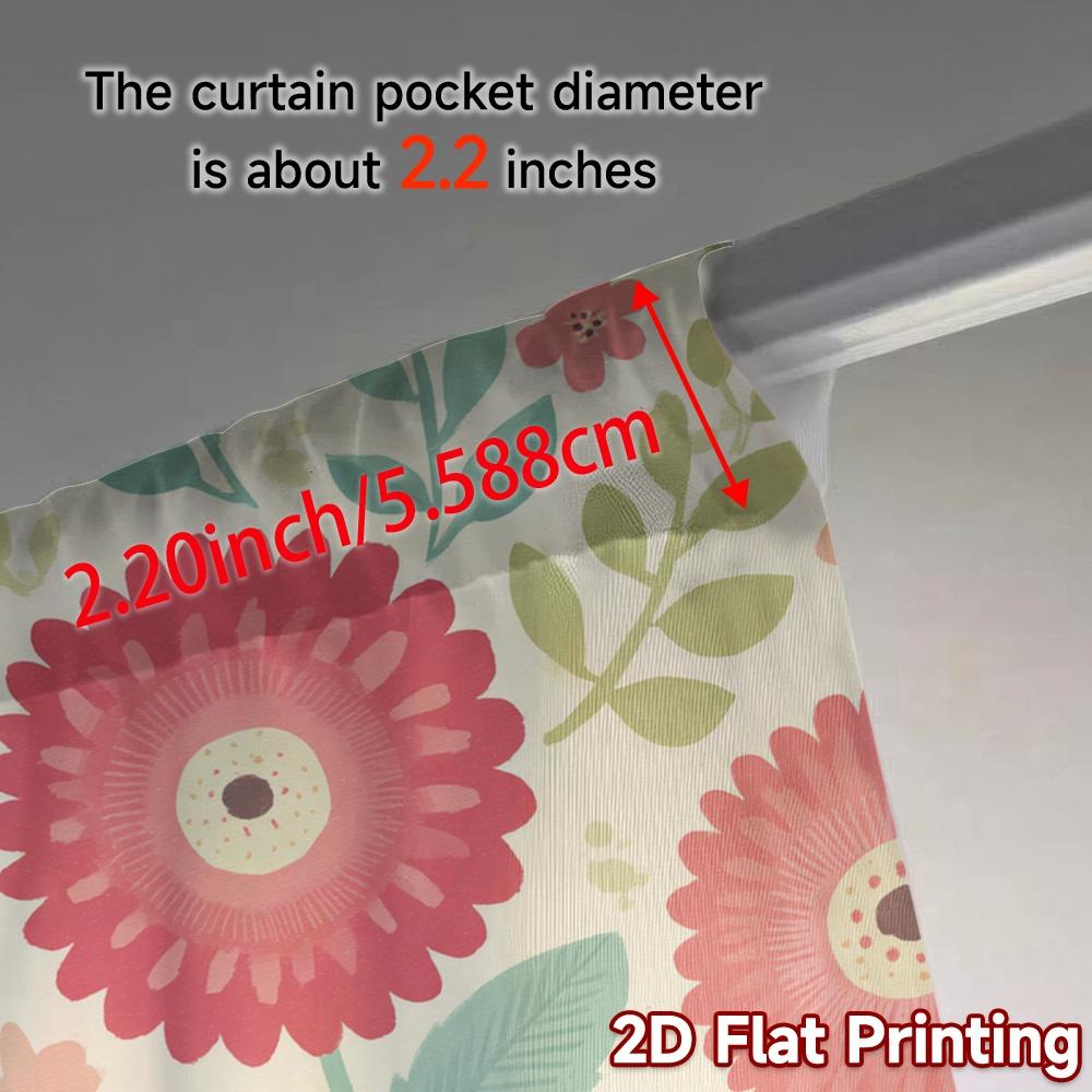Set Of 2 Minimalist Flat Printing Curtains Without Rod Floral Spring Celebration Design Ramadan Festival Machine Curtain Made Polyester