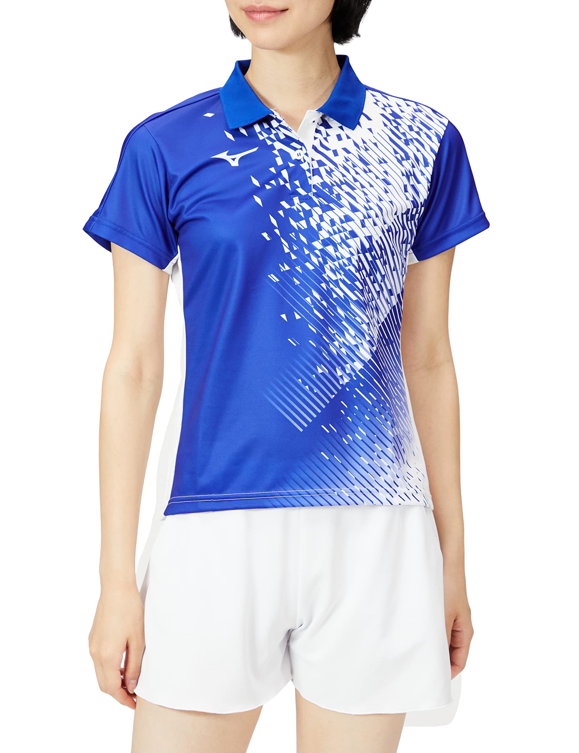 

Mizuno Game Blue and Size Size S Women s Quick-Dry Shirt, White, 62JA1204, Tennis/Badminton Wear,