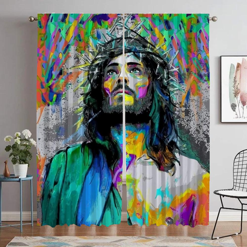 

Ісус Сучасні штори для вітальні для камери Тюль для спальні Штори для вікон Штори для домашнього інтер єру 2 шт. W86xH137cmx2pcs-CL