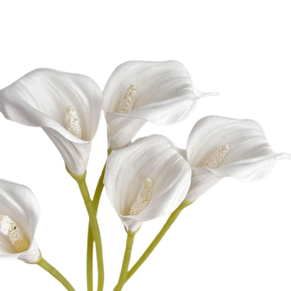 White Artificial Calla Lily Flowers EVA Wedding Bouquet New Faux Plants Photography Props