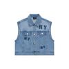 New MLB New York Yankees SS25 Denim Vest Women's Light Blue 3FVTG0151-50BLL