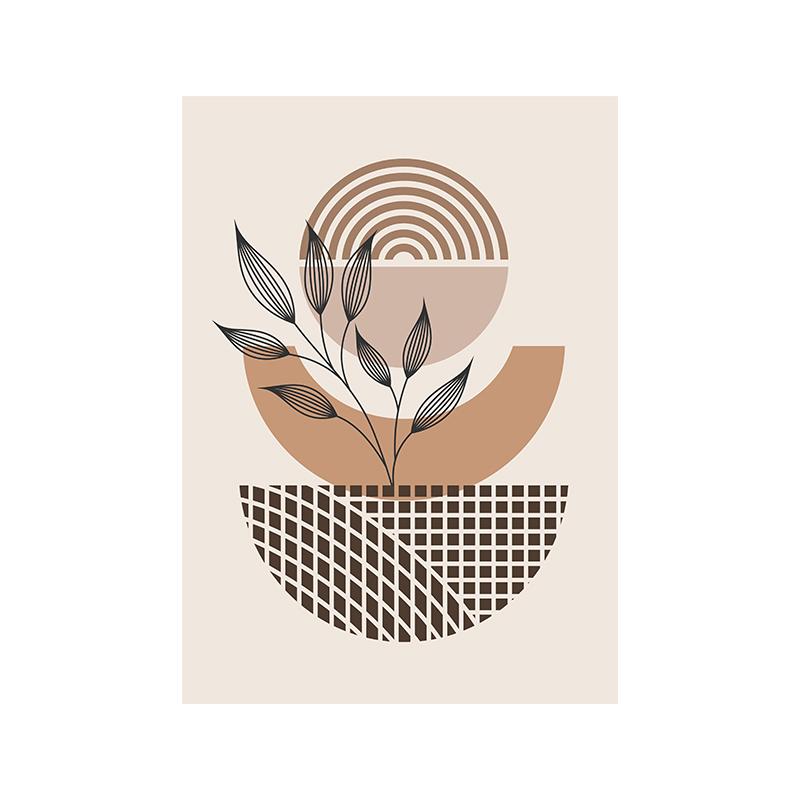 Nordic Bohemian Canvas Painting Vintage Minimalist Line Leaf Wall Art Geometric Prints For Modern Living Room Home Decor Unframed