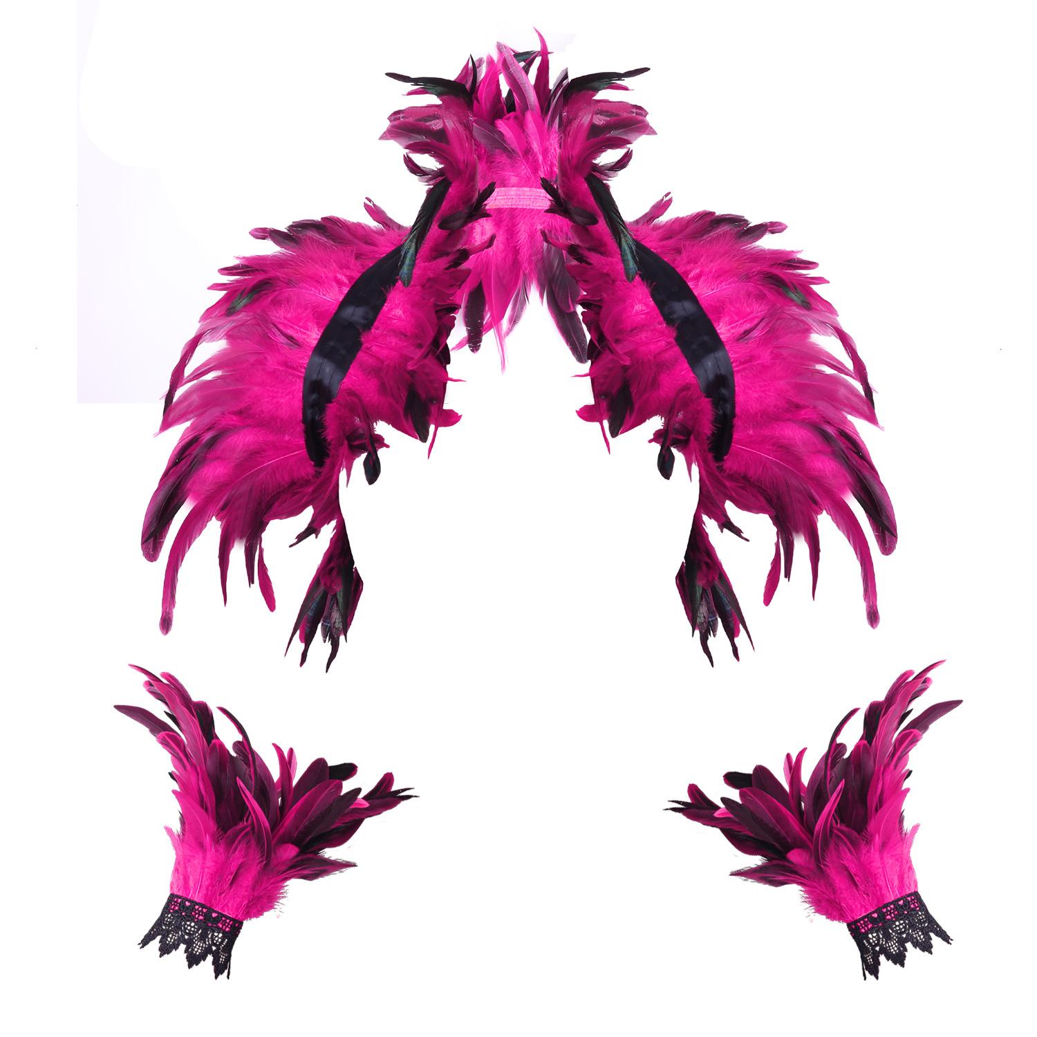 

Gothic Feather Shawl Harness Wrist Cloak Cosplay Carnival Bracelets Wrap Shoulder Neck Natural Halloween Party Costume Props one size