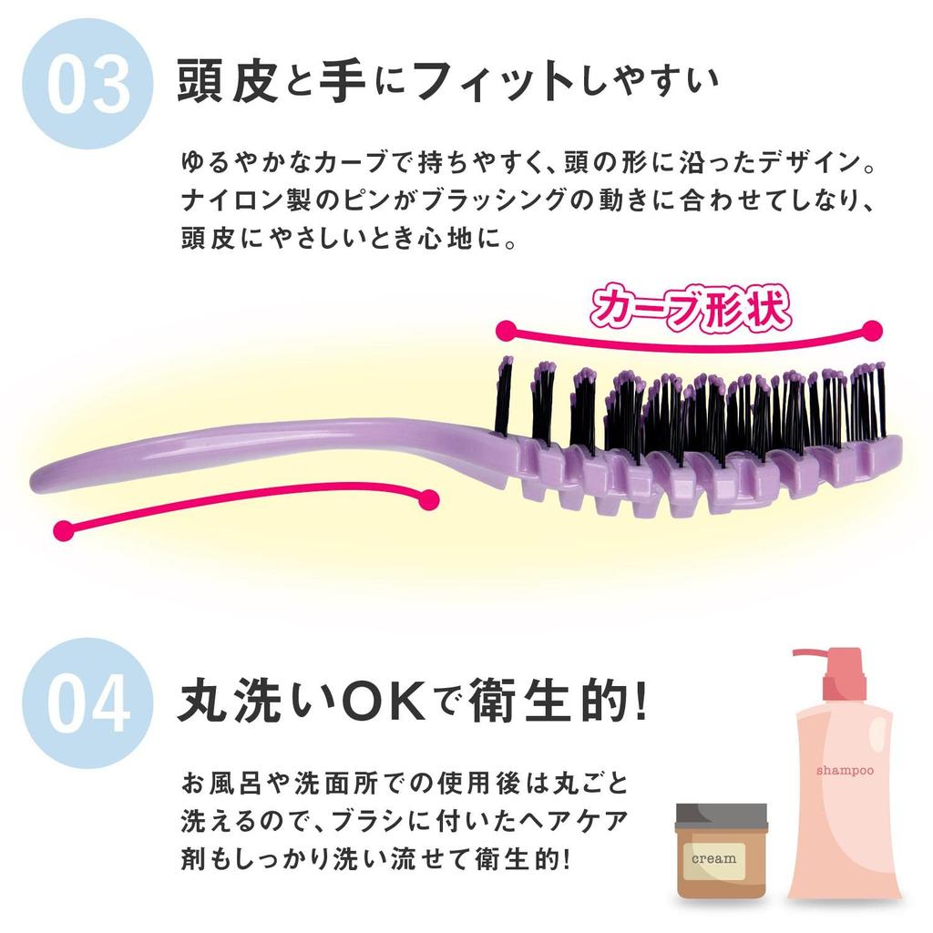 Comolife Hair Brush Hair Hair Air Wet Curved Scalp Hair Skeleton Brush Time-Saving - Brush, Comb, Brush, Blow-Drying Brush, Women's, Washable, Slit,