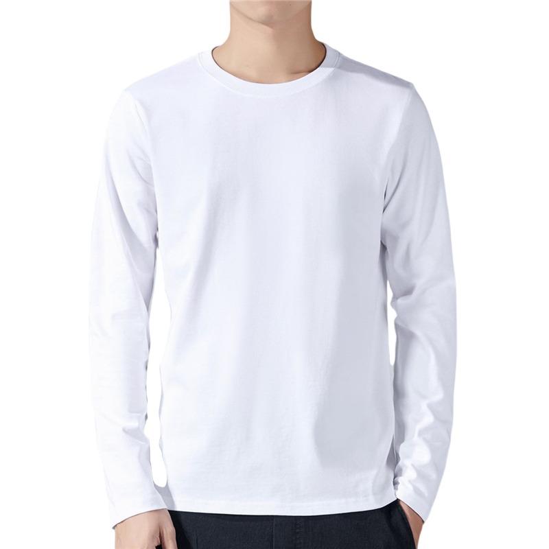 T-Shirt Für Herren Baumwolle Langarm-T-Shirts Einfarbige Herrenbekleidung Vollständige Ärmellänge Für Frühling Und Herbst Unterhemden