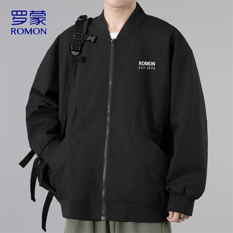 

ROMON Men s Casual Stand-Collar Baseball Jacket 3XL