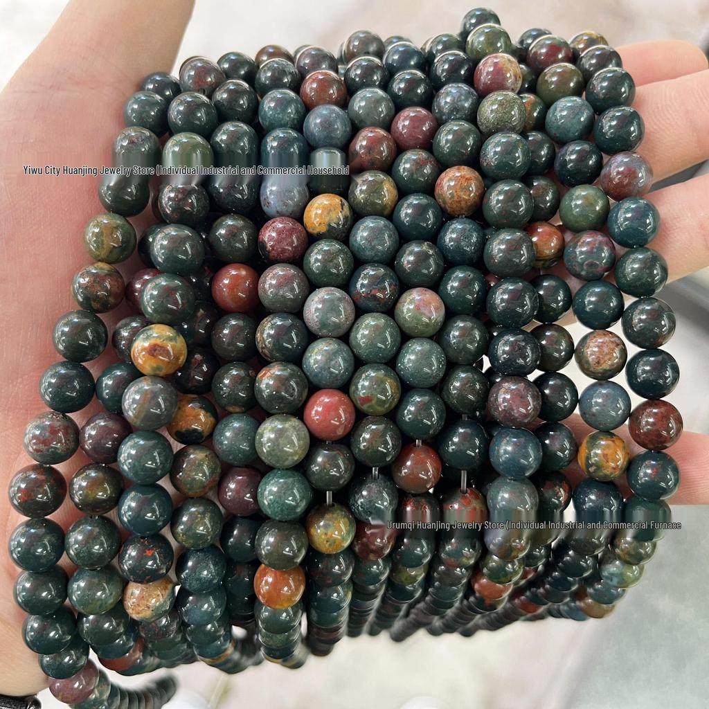 Natural Indian Bloodstone Round Beads 6-12mm for DIY Jewelry Crafting