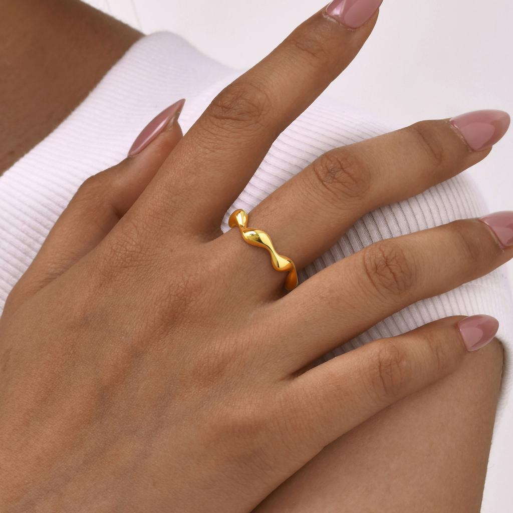 Classic Irregular Geometric Ring for Women,Stainless Steel Waterproof Rings,Fashion Jewelry Mother's Day Gift