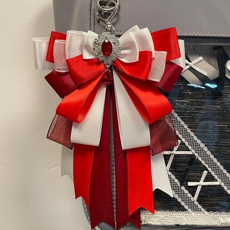 Anime DIY Itabag Double Layer Bow Ribbon Pendant Lolita Handbag Soft Durable Bag for School Travel Cosplay