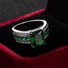 Women's Colored Zircon Ring - European & American Creative Design, Fashionable Hand Jewelry, Classic Square Wedding Style