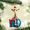 Giraffe Christmas Ornament Acrylic Cute Animal Pendant Cartoon Giraffe Hanging Ornament for Tree Car Animal Lovers Gift