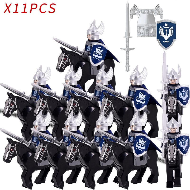 MOC LOTR Soldier Orcs Army Figures Armor Guard Warrior Archer Medieval Dol Amroth Knights Building Blocks Bricks Toys Gifts