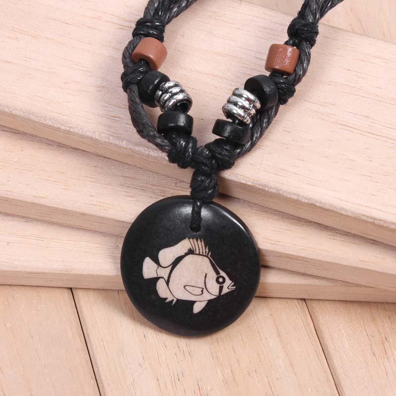 

JMXD Bone Yin Yang Beaded Necklace Taiji Pattern Decorative Fashion Accessory Unisex Gift Statement Jewelry