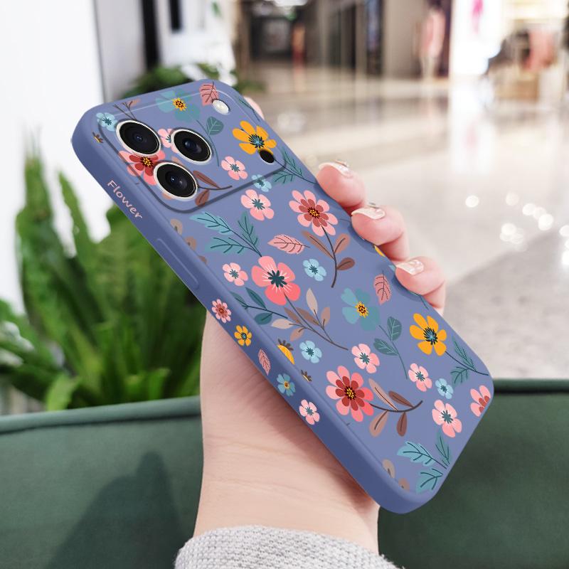 Flowerstalk Flower Phone Case For iPhone 17 Air 16 16e 15 14 13 Pro Max Plus Mini Liquid Silicone Soft Cover