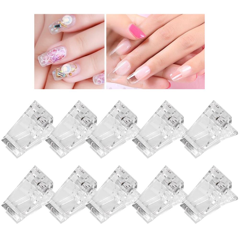 10pcs / Set Transparent Nail Tips Clips Poly Gel Quick Building Mold Clips Nail Gel Accessories