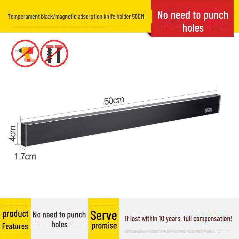 Magnetic Stainless Steel Kitchen Knife Rack, Wall-Mounted & Punch-Free Storage