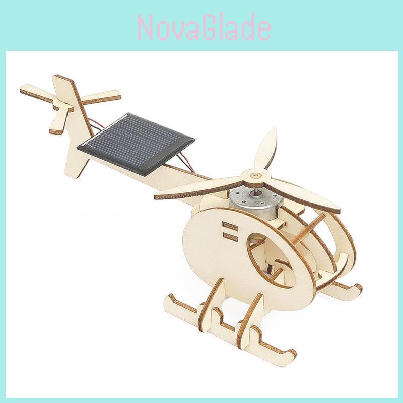 Educational Diy Solar-powered Helicopter Model For Kids 7-14 Years Old Customizable Wooden Material