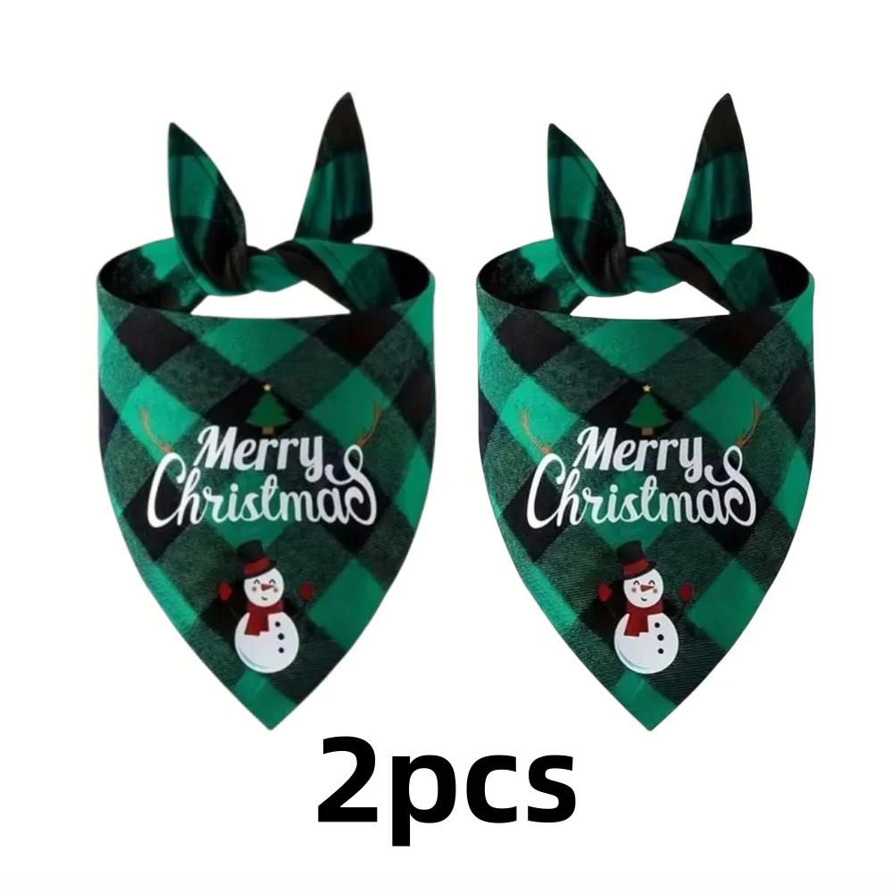 1/2Pcs Halloween Plaid Dog Bandana, Adjustable Triangle Pet Scarf Saliva Towel Holiday Party Decor for Small Large Dogs