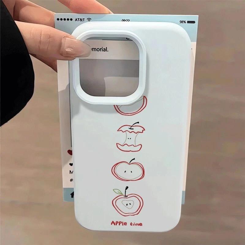 A row of Apple cores is suitable for iPhone16/17Pro mobile phone case 15 glutinous rice 13 liquid 12 simple 14 soft cover women