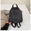 Washed denim backpack women go out small backpack