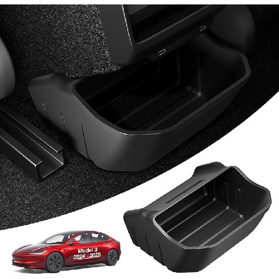 Wigoo Upgrade Tesla Model Y Accessories Rear Center Console Organizer [Partitioned Storage & Stable Tallation] Backseat Storage Box For Tesla Model Y Model 3 2024~2026