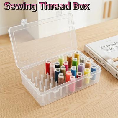 42 Spool Sewing Thread Box Large Capacity Thread Organizer Spool Organizing Case Multi-functional Clear Needle Thread Holder