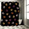 Spooky Halloween Bathroom DecorBlack Shower Curtain with Purple Orange Spiral Pattern for October Festive Atmosphere Bathtub Cur