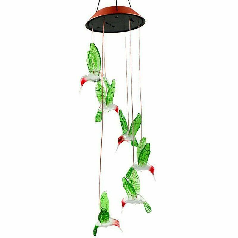 Led Hummingbird Colorchanging Solar Wind Chimes Yard Home Garden Lights Decor