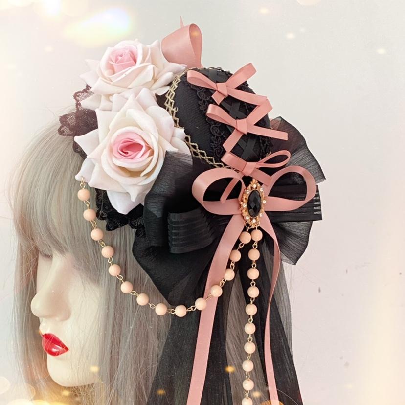 Lolita Goth Dark Versatile Fascinator Elegant Flat Hat Top Hat Headgear Hair Accessories Women Hats