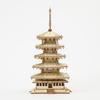 ki-gu-mi Five-Storied Pagoda - A wooden 3D puzzle DIY craft kit that can be enjoyed by elementary school children to adults - An educational toy for b