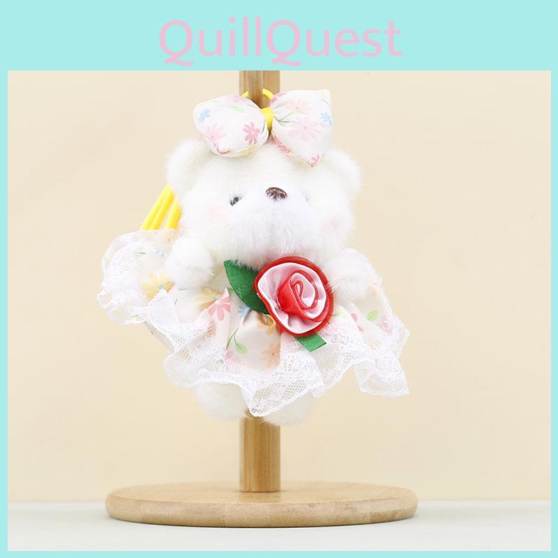 Cute Rose Bear Plush Keychain With Pp Cotton Filling For Girls Bags And Decor