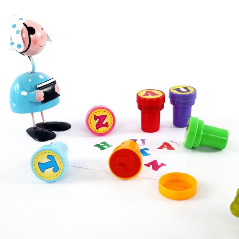 Number 26pcs Alphabets Letters Round Stamp Cartoon Children Arithmetic Seal Cute   Gifts