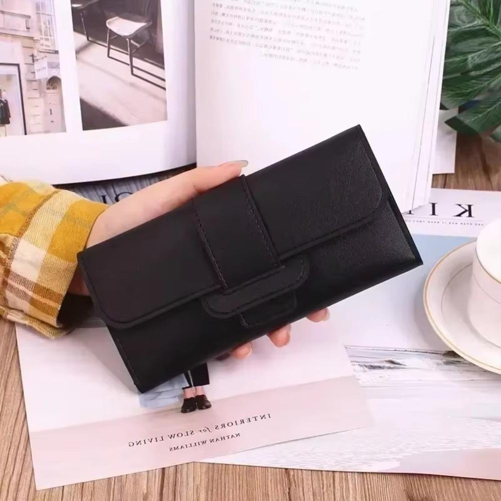 

Корейская мода Тройного сложения Многофункциональные Вместительные Женские Длинные Кошельки Клатч Однотонная Текстура Простые и Элегантные