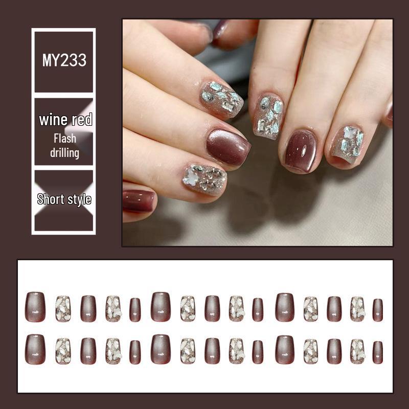 Chasing Light Cat's Eye Crystal Nails: Handmade, Detachable, Flash Diamond Design for Trendy, Stylish Looks.