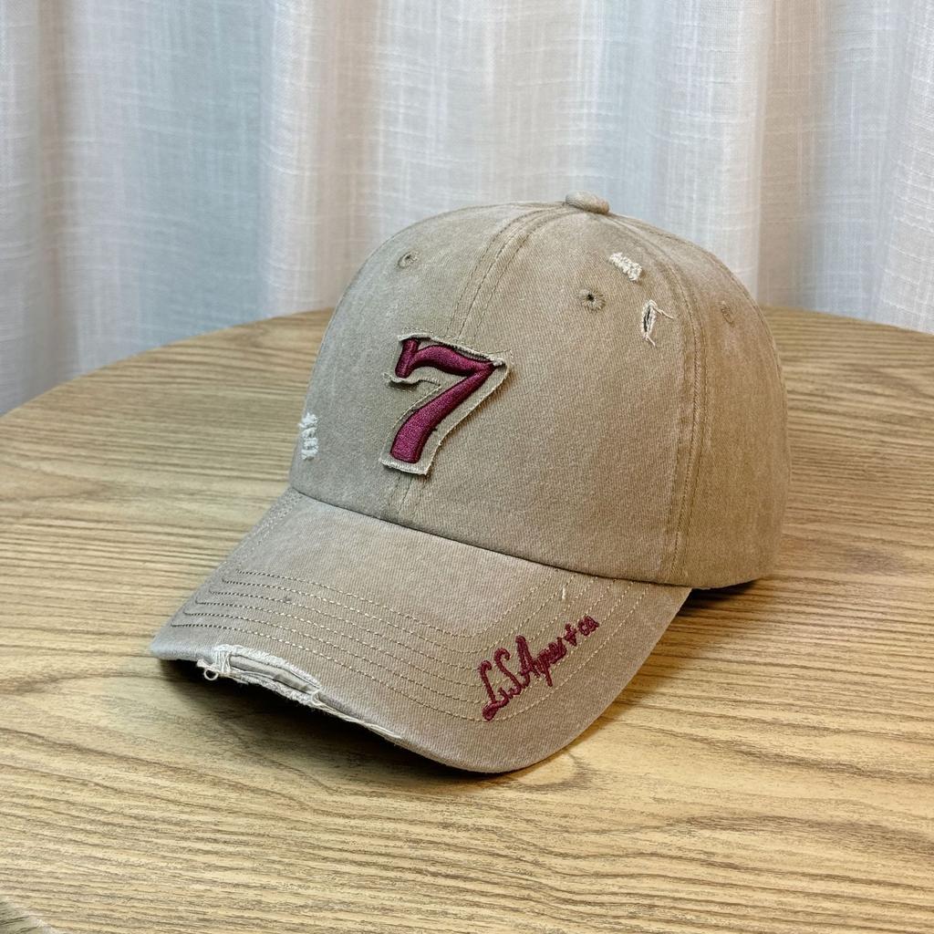 Washed and Distressed Soft Top Baseball Cap for Men and Women Versatile Korean Style Trendy Brand American Street Embroidered Letter Cap