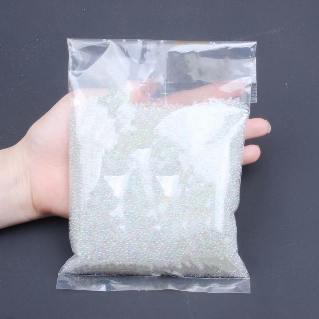 Transparent Iridescent Glass Bubble Beads for Nail Art - No Hole Pixie Caviar Beads