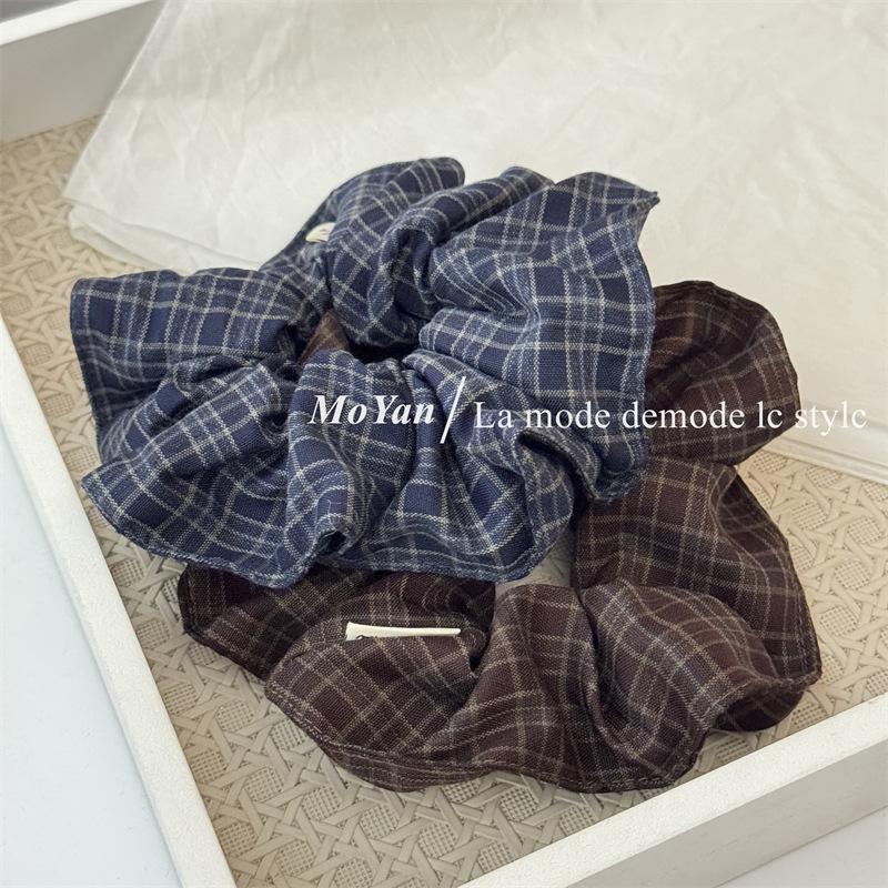 Korean Style High-End Plaid Hair Tie for Women - Versatile Hair Rope for Low Ponytails and Buns