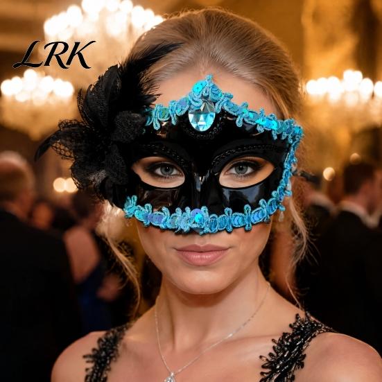 Lace Rhinestone Masque for Women Masquerade Women, Vintage Venetian Half Face with Side Flower Festival Performance Cushion Halloween Prom Ball