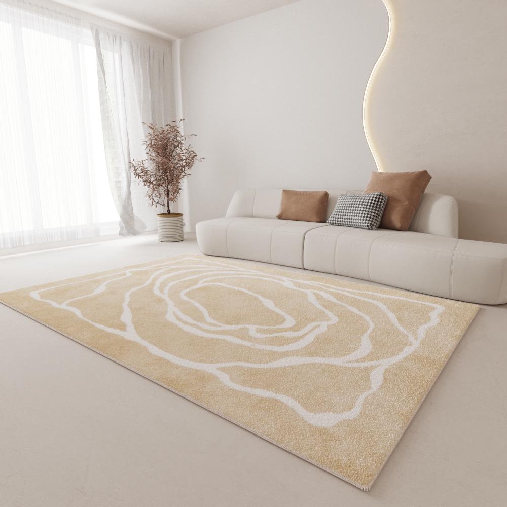 Cream Plush Non-Slip Luxury Living Room Carpet - Dirt-Resistant and Easy Care, 2024 Edition.