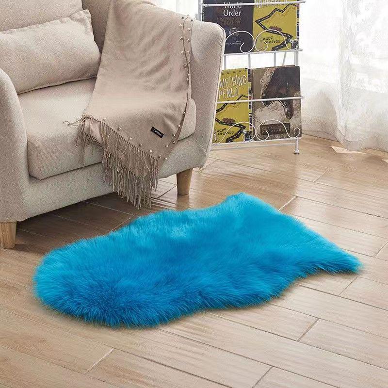 Plush Pink Faux Wool Rug for Bedroom or Living Room