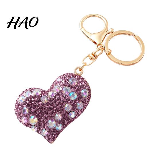 Sparkling Key Ring Rhinestone Love Heart Keychain , Zinc Alloy Car Pendant Ring, Handbags Backpacks Purse Charm Accessory, Gift for Women Decorative