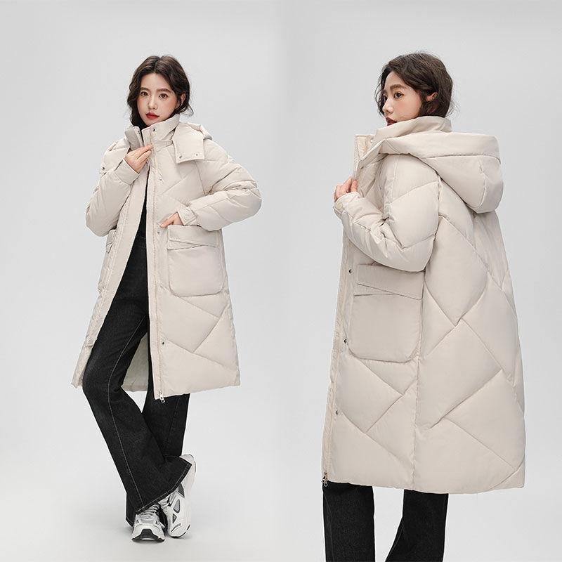 Parka invernale da donna con cappuccio, giacche spesse e calde, imbottite in cotone, cappotti lunghi casual, parka, abbigliamento esterno largo