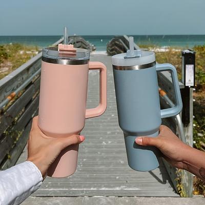 1200ML 304 Stainless Steel Insulated Water Bottle Thermal Coffee Car Drive Cup Cold Mugs Vacuum Flask With Handle Straw 40OZ