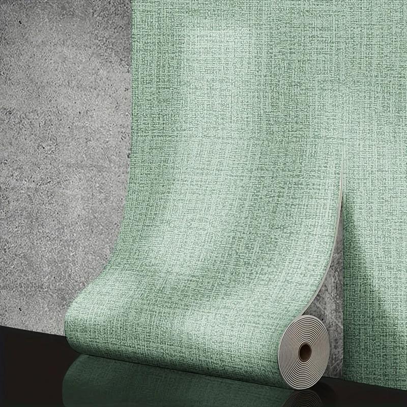PVC linen 3D foam solid color thickened waterproof and moisture-proof self-adhesive wallpaper kitchen bedroom background wall