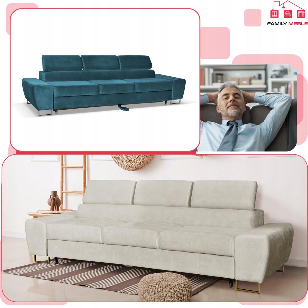 Sofa 3 Seater Sofa Bed with Sofa Bed. Bosso Family Sleeping Furniture Blue Velvet