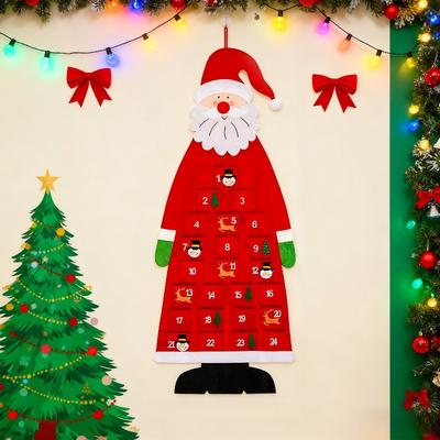Advent Calendar Felt Christmas Tree Countdown Wall Hanging Festive Reusable Decorative Gift Santa Ornaments Party Decor Supplies