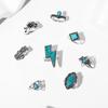 Combination Ring, Vintage Bohemian Lightning Flower Turquoise 8-Piece Set Jewelry