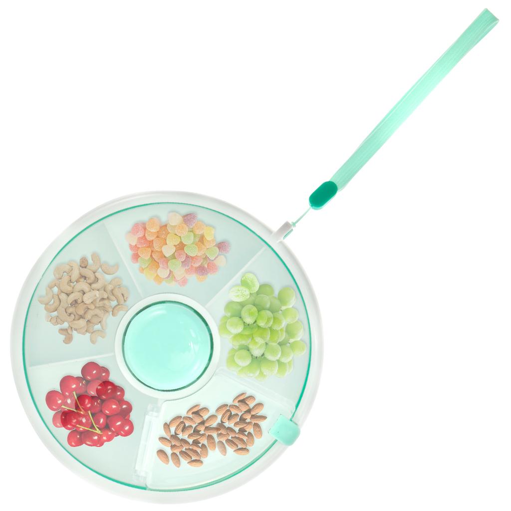 5 Fächer Kleinkind Snack Spinner Box Tragbares Snack-Serviertablett Unterteilt mit Deckel Lebensmittelbox für Snacks Süßigkeiten Nüsse Picknick Reisen