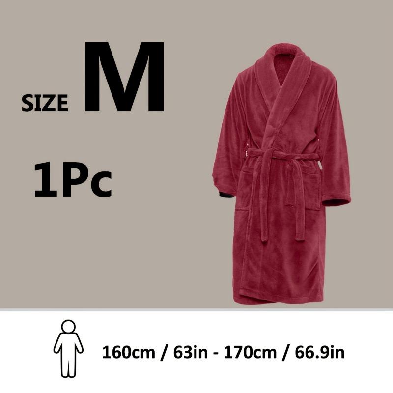 1PC Unisex Thickened Coral Fleece Bathrobes, Men's and Women's Adult Bathroom Towels Apron Bedroom Shawl Collar Bathrobes